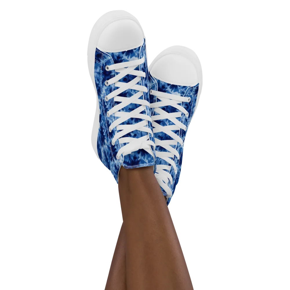 Indigo Meadow on Women's High Top Canvas Shoes — Front
