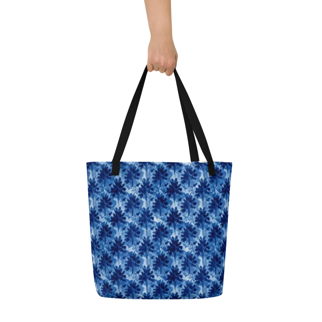 Indigo Meadow on Large Tote Bag W/ Pocket — Front