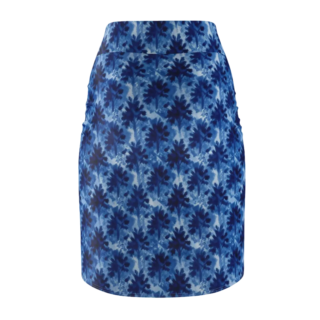 Indigo Meadow on Pencil Skirt — Back