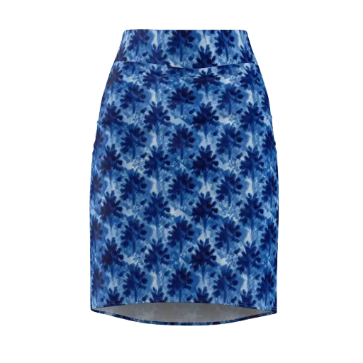 Indigo Meadow on a Pencil Skirt