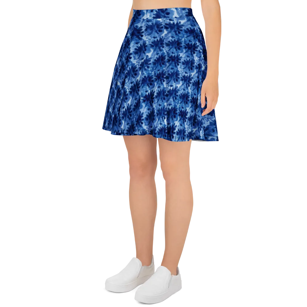 Indigo Meadow on Skater Skirt — Left