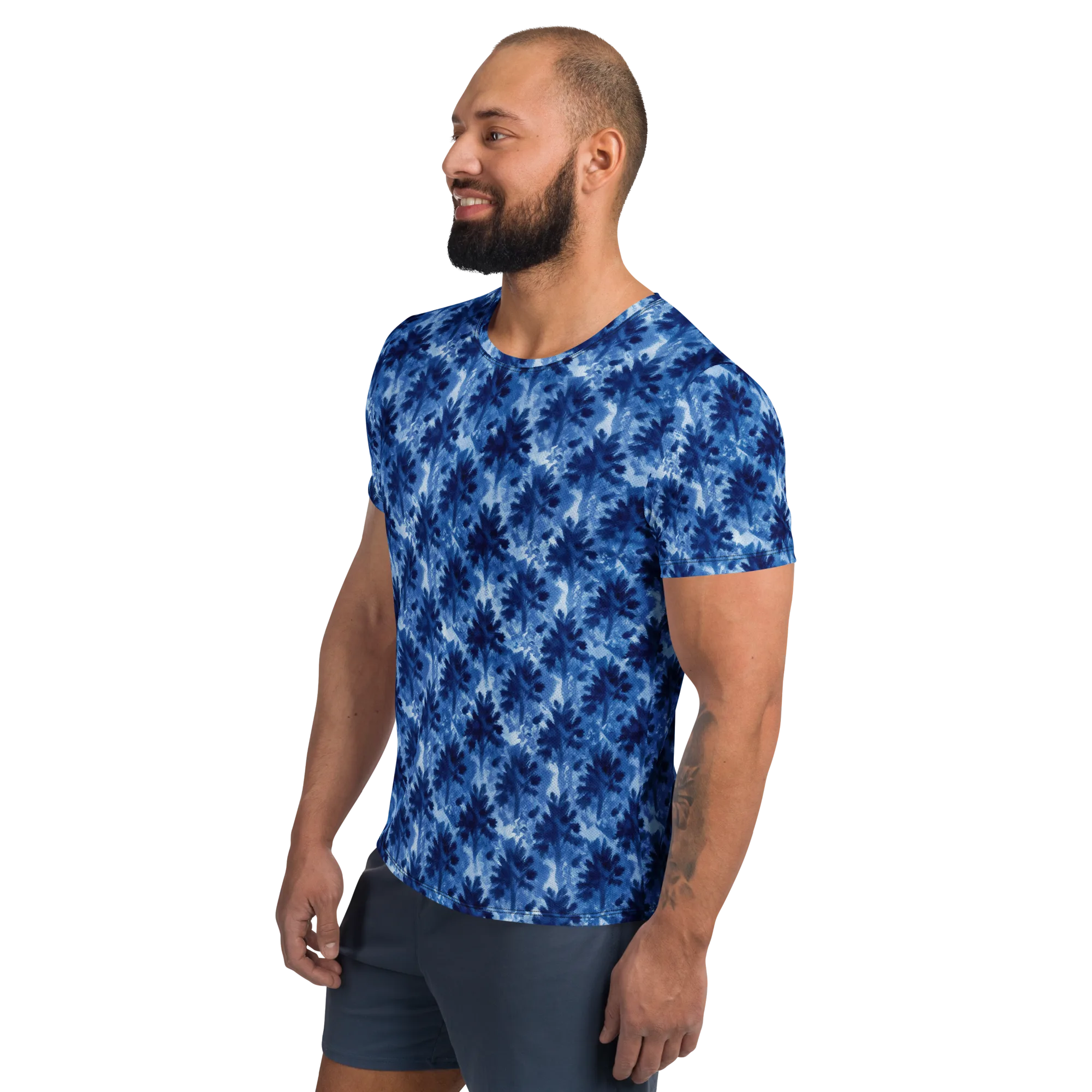 Indigo Meadow on Men's Athletic T-Shirt — Left