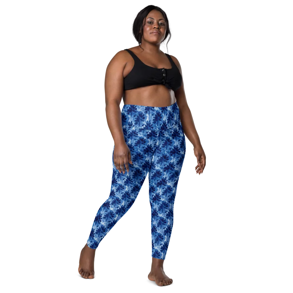 Indigo Meadow on Leggings with Pockets — Front
