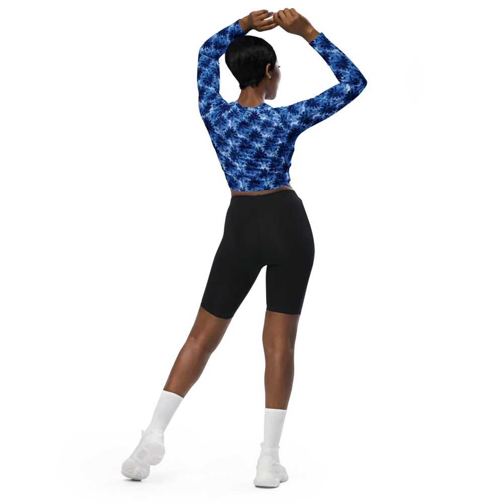 Indigo Meadow on Long Sleeve Crop Top — Back