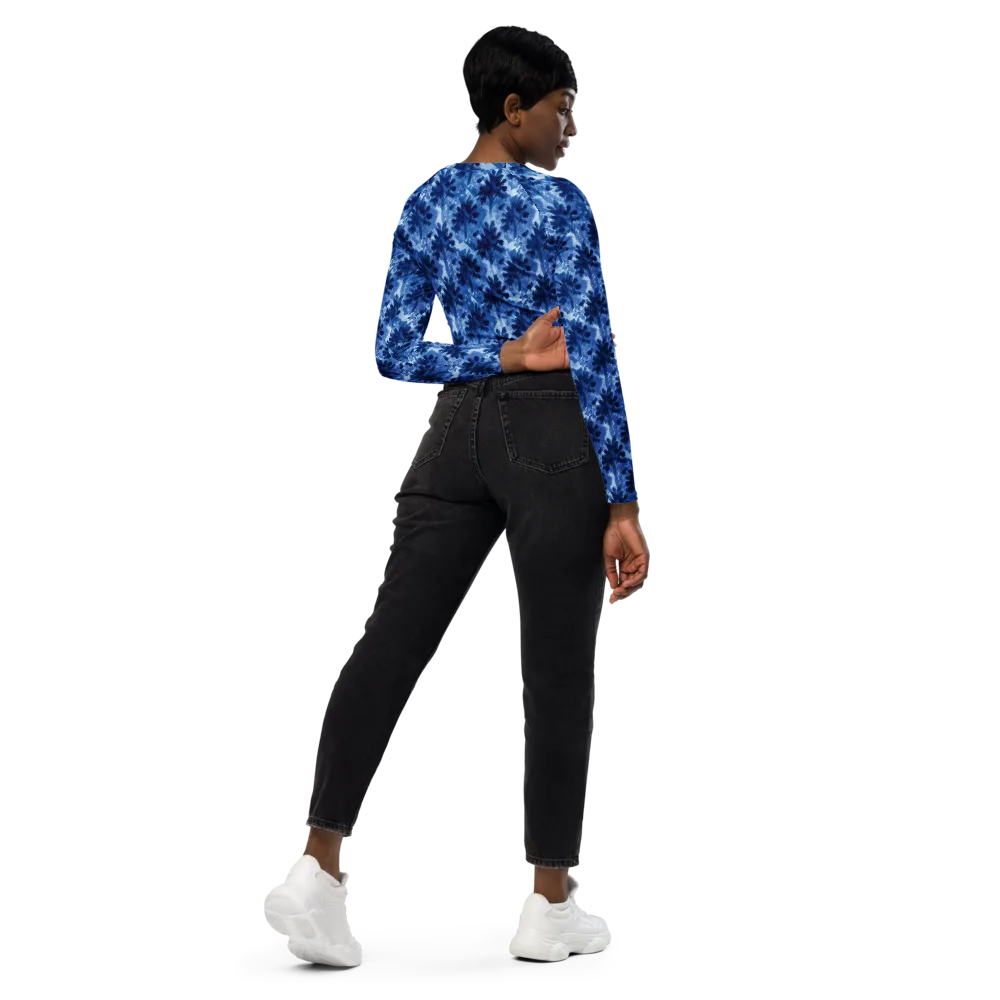 Indigo Meadow on Long Sleeve Crop Top — Right Back