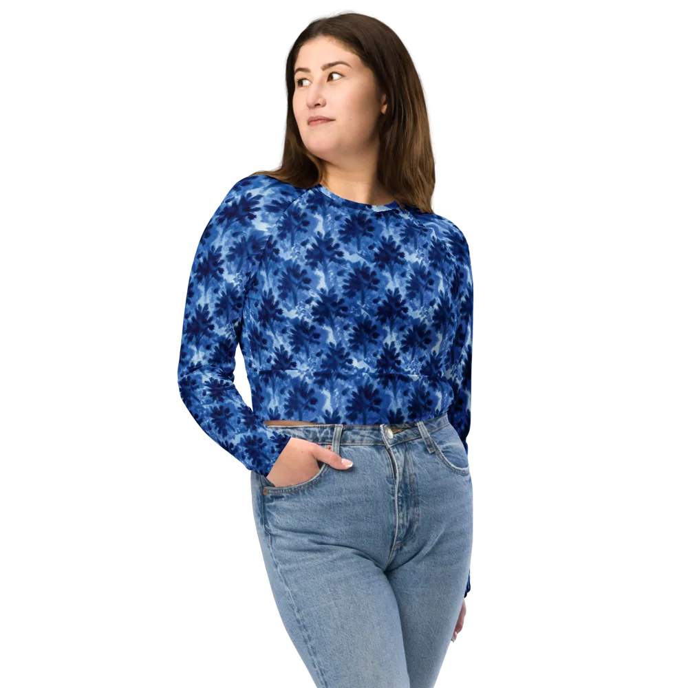 Indigo Meadow on Long Sleeve Crop Top — Front