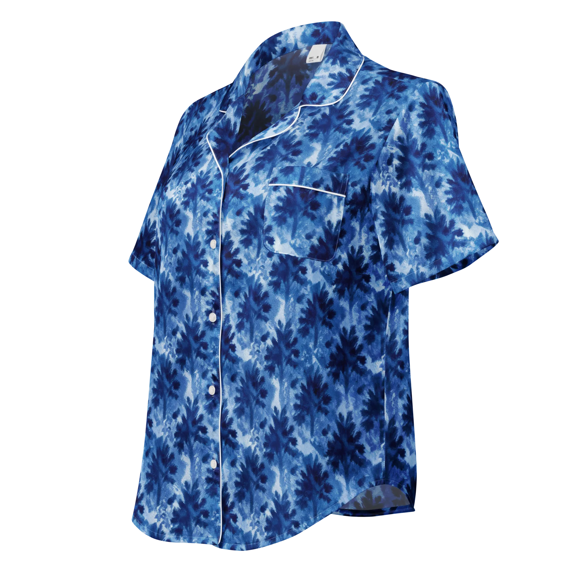 Indigo Meadow on Women's Short Sleeve Pajama Top — Left Front