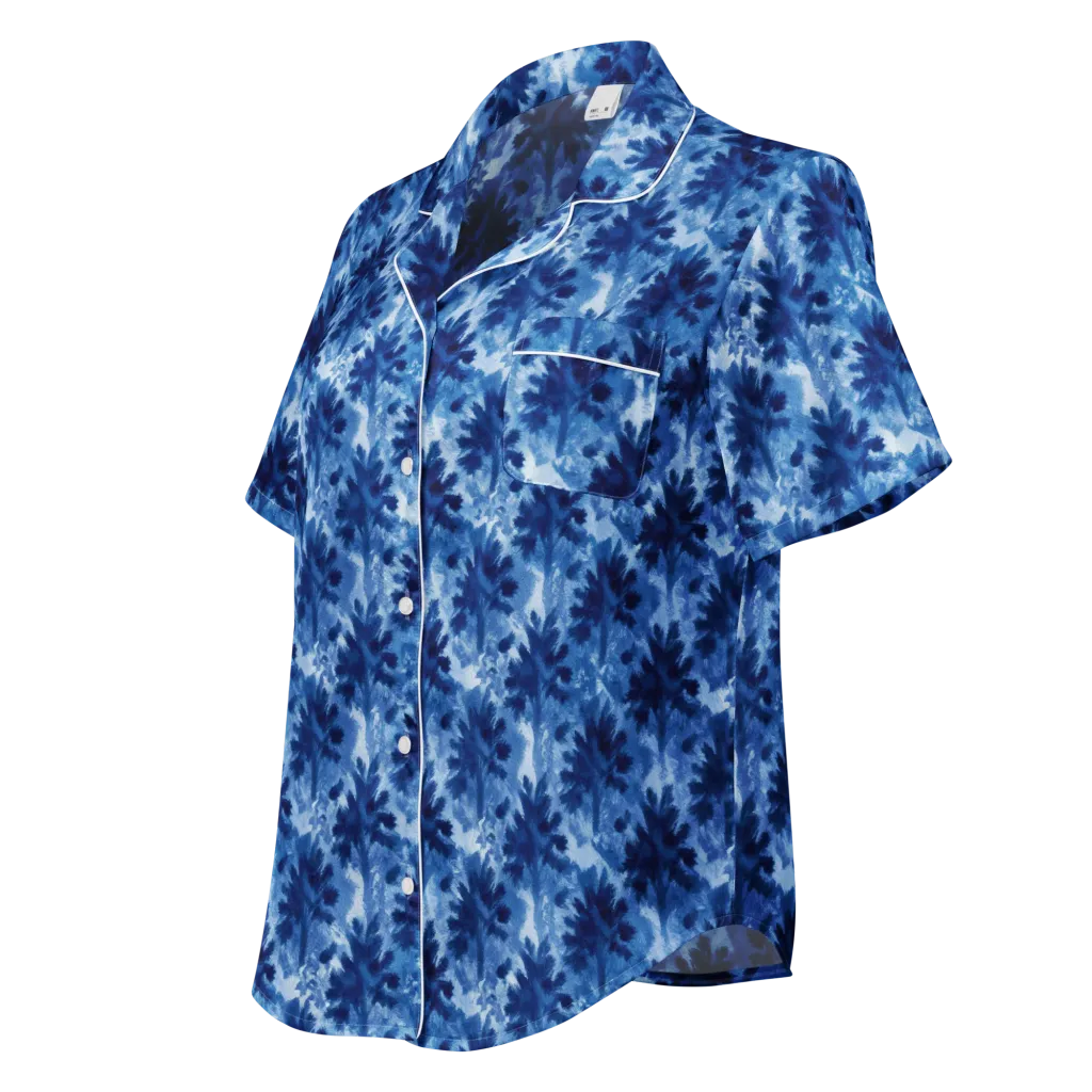 Indigo Meadow on Women's Short Sleeve Pajama Top — Left Front