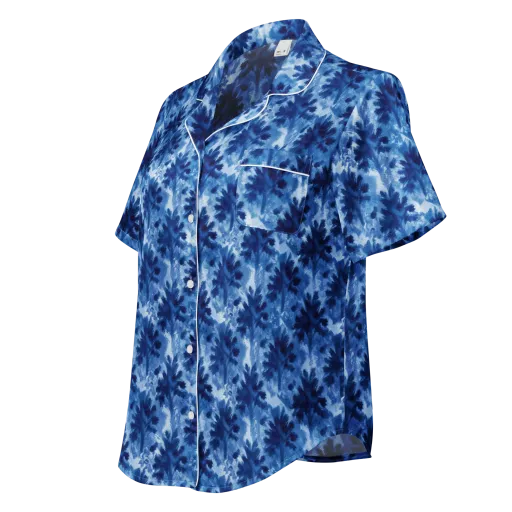 Indigo Meadow on a Women's Short Sleeve Pajama Top