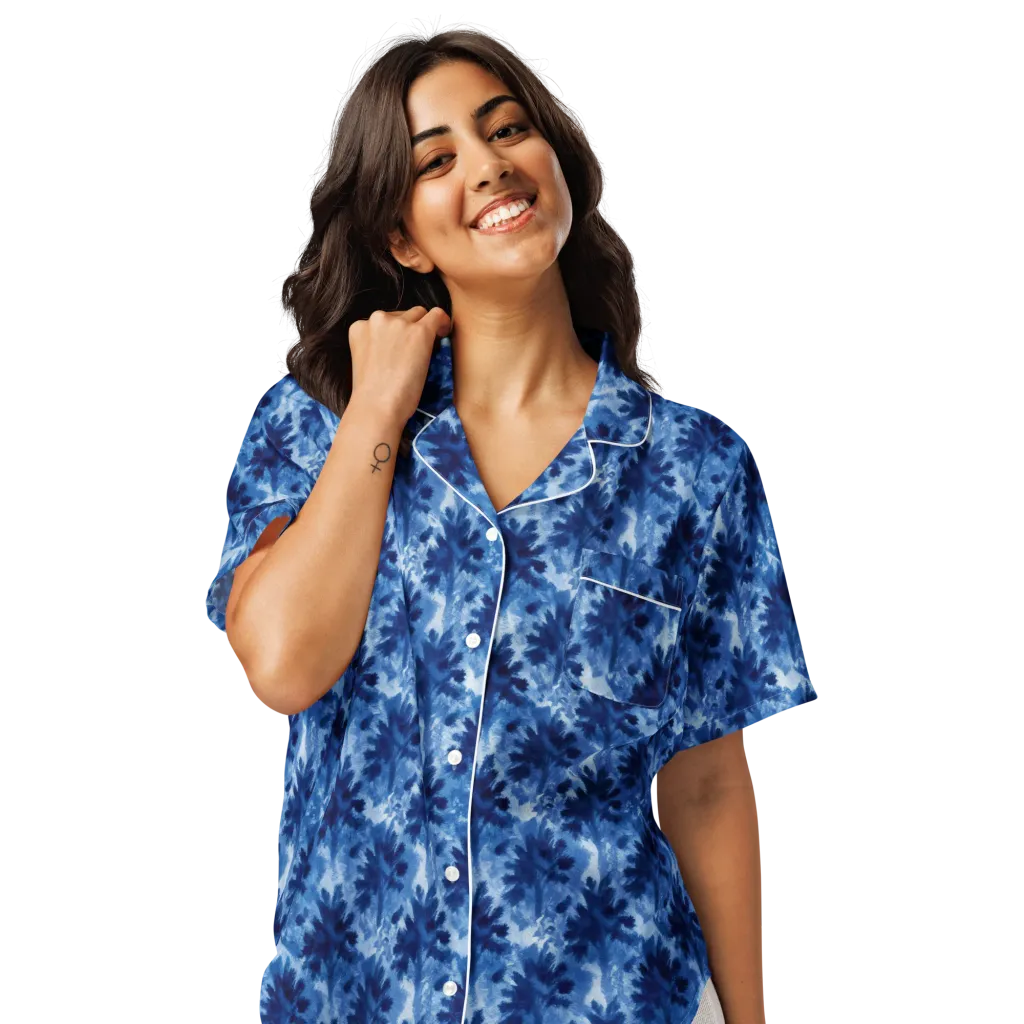 Indigo Meadow on Women's Short Sleeve Pajama Top — Front
