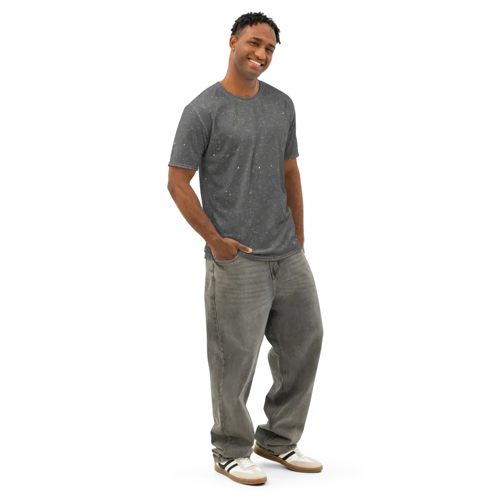 Stardust Slate on Men's Cotton Crew Neck T-Shirt — Right Front