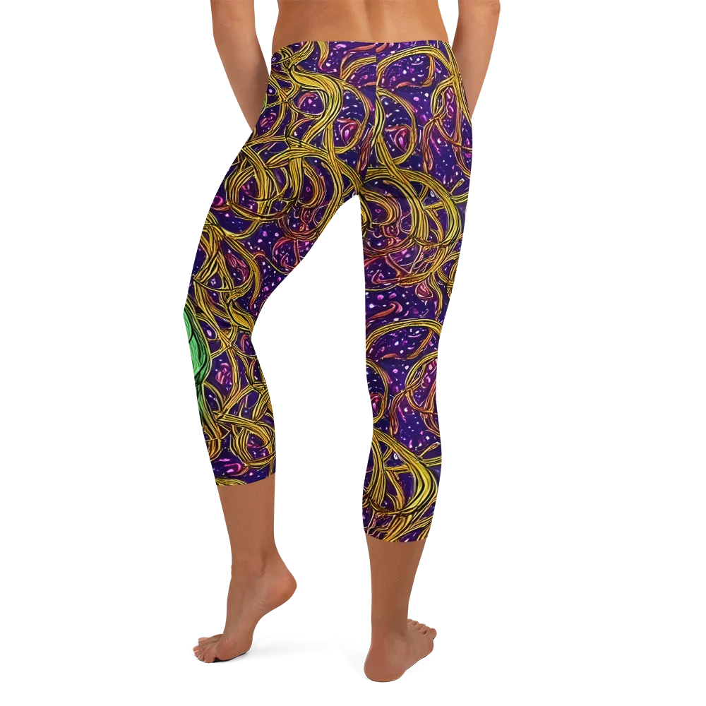 Violet Gilded Maze on Capri Leggings — Back