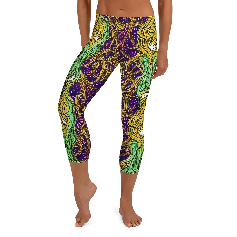 Violet Gilded Maze on Capri Leggings — Front