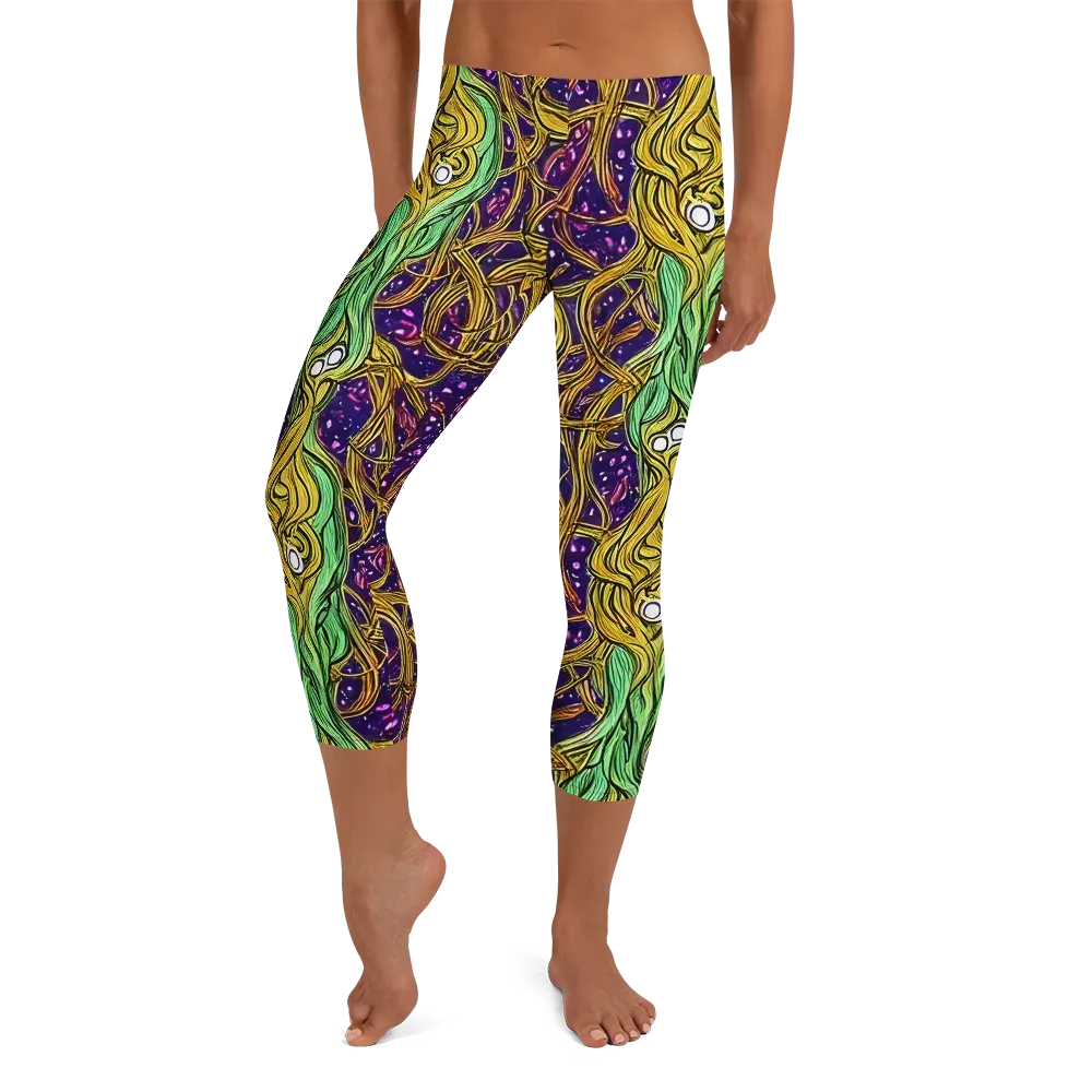 Violet Gilded Maze on Capri Leggings — Front