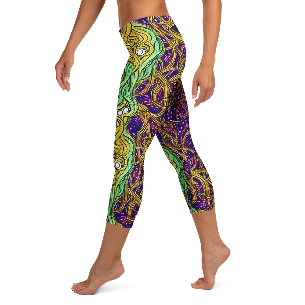 Violet Gilded Maze on Capri Leggings — Left