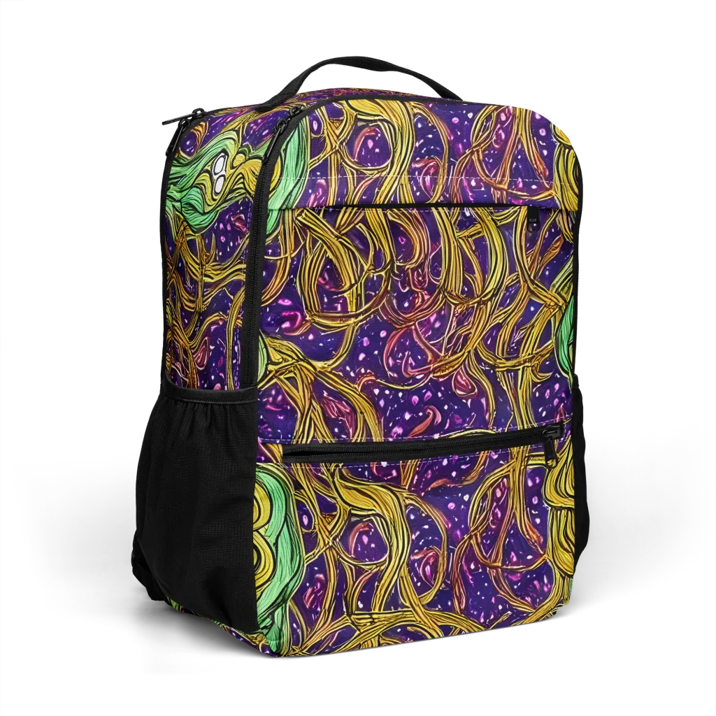 Violet Gilded Maze on Utility Backpack — Right Front