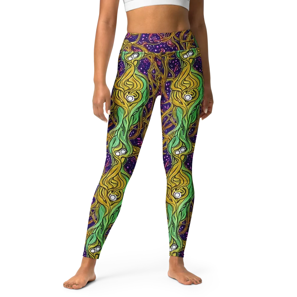 Violet Gilded Maze on Yoga Leggings — Front