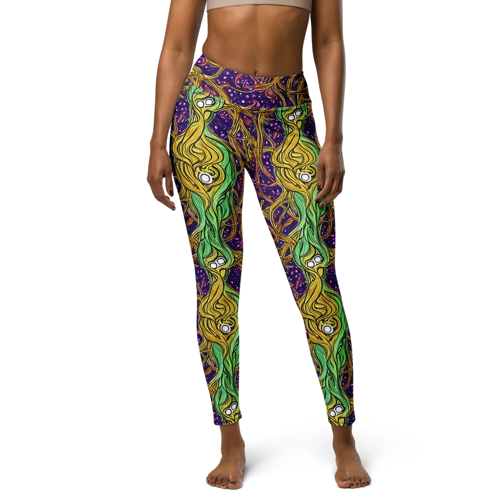 Violet Gilded Maze on Yoga Leggings — Front