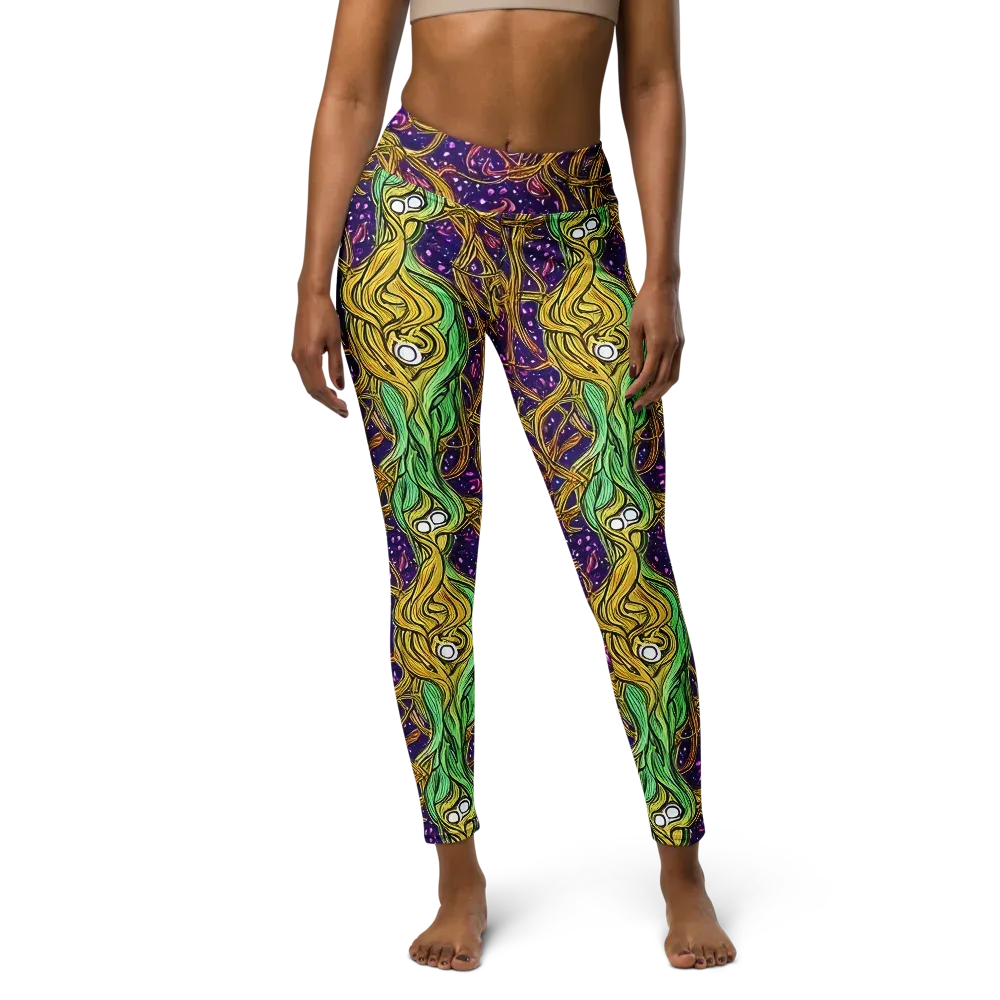 Violet Gilded Maze on Yoga Leggings — Front