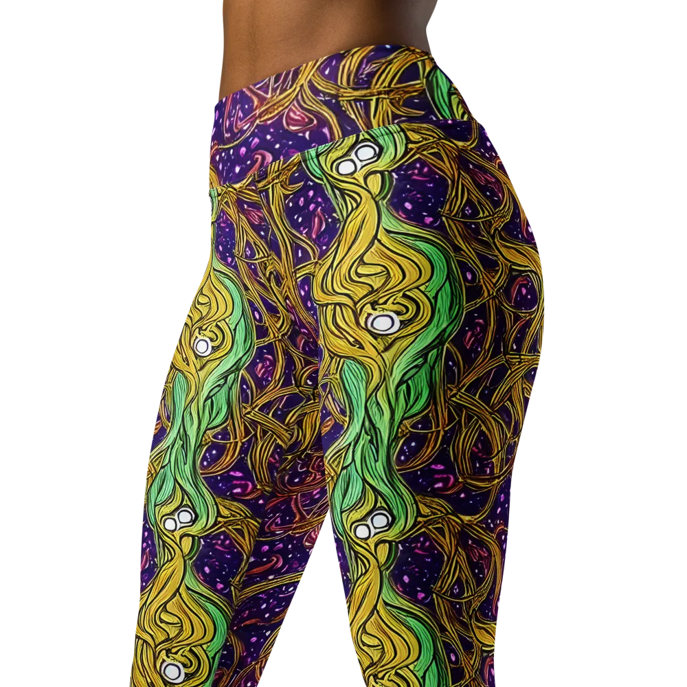 Violet Gilded Maze on Yoga Leggings — Left Front