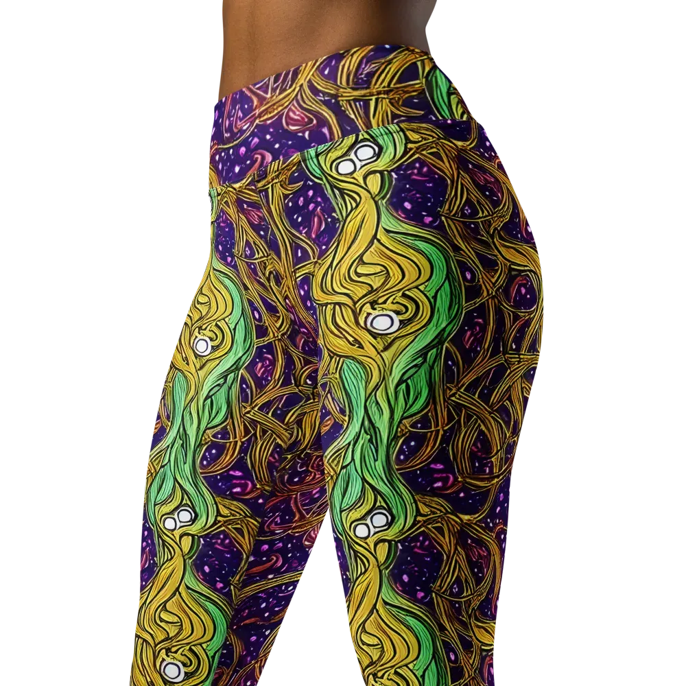Violet Gilded Maze on Yoga Leggings — Left Front