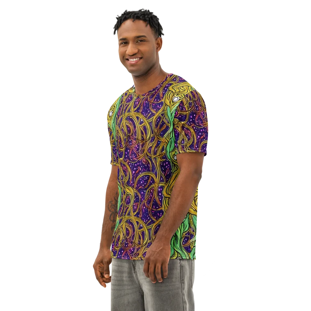Violet Gilded Maze on Men's Cotton Crew Neck T-Shirt — Left Front