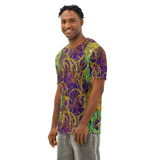 Violet Gilded Maze on a Men's Cotton Crew Neck T-Shirt