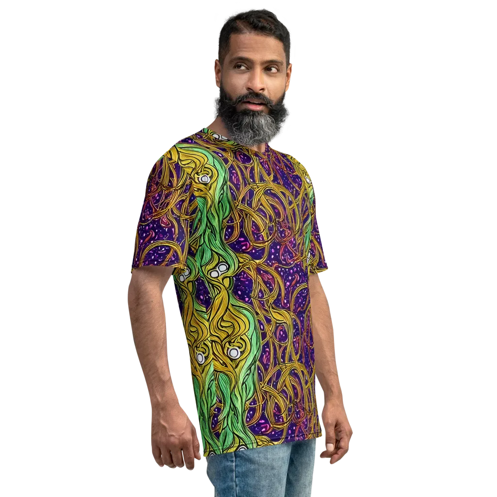 Violet Gilded Maze on Men's Crew Neck T-Shirt — Right