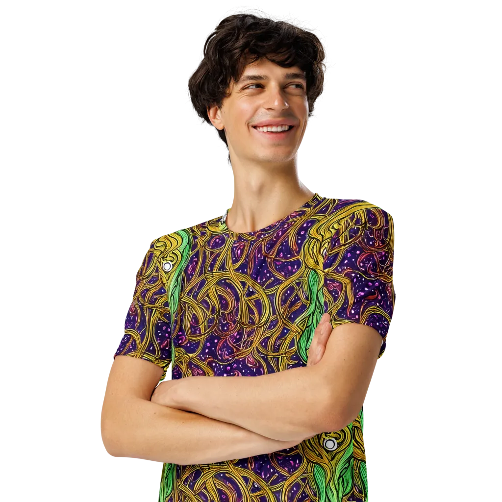 Violet Gilded Maze on Men's Crew Neck T-Shirt — Left Front