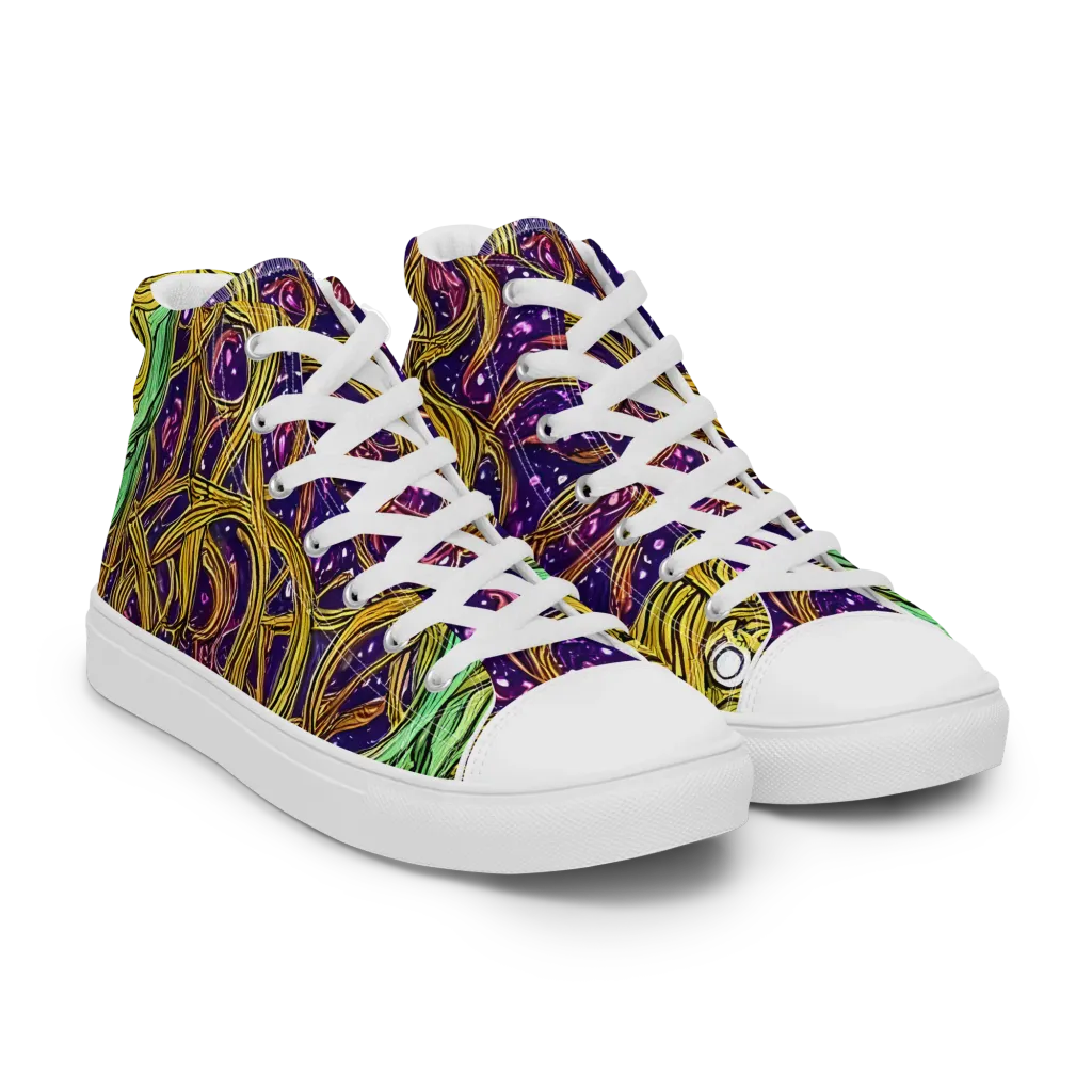 Violet Gilded Maze on Men's High Top Canvas Shoes — Right Front