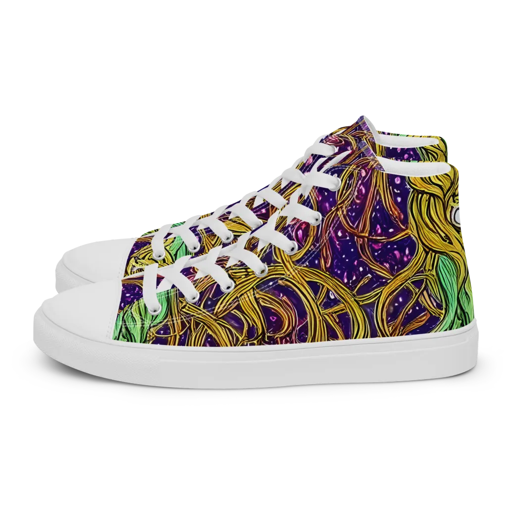 Violet Gilded Maze on Men's High Top Canvas Shoes — Left