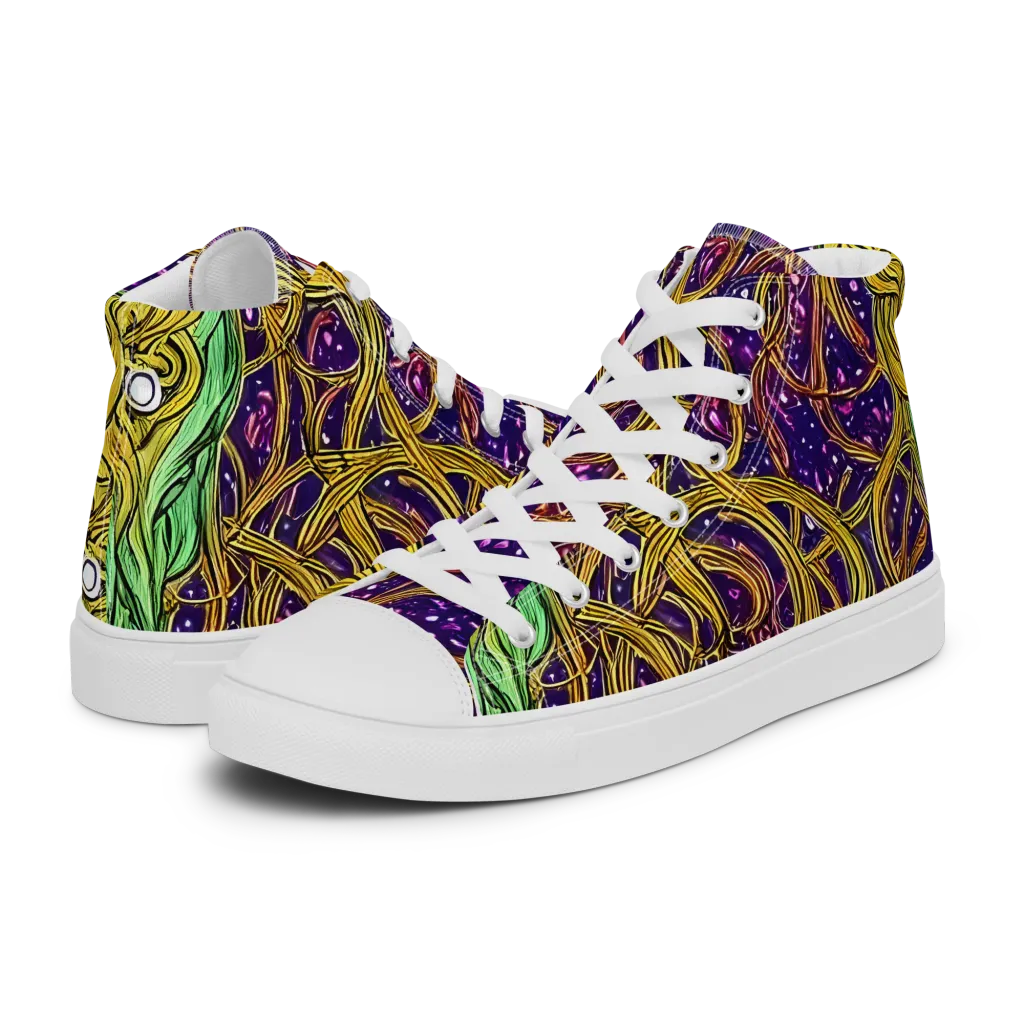 Violet Gilded Maze on Men's High Top Canvas Shoes — Left