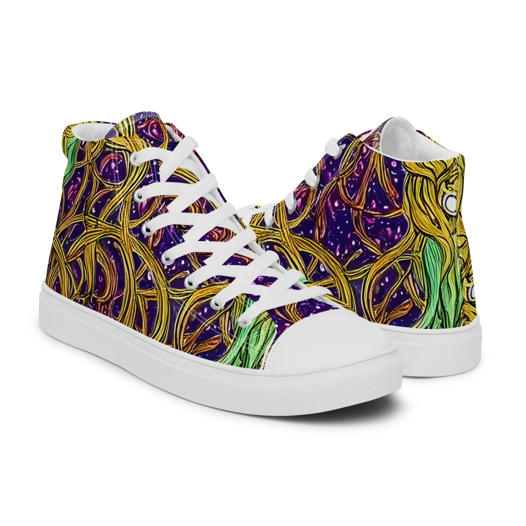 Violet Gilded Maze on Men's High Top Canvas Shoes — Right