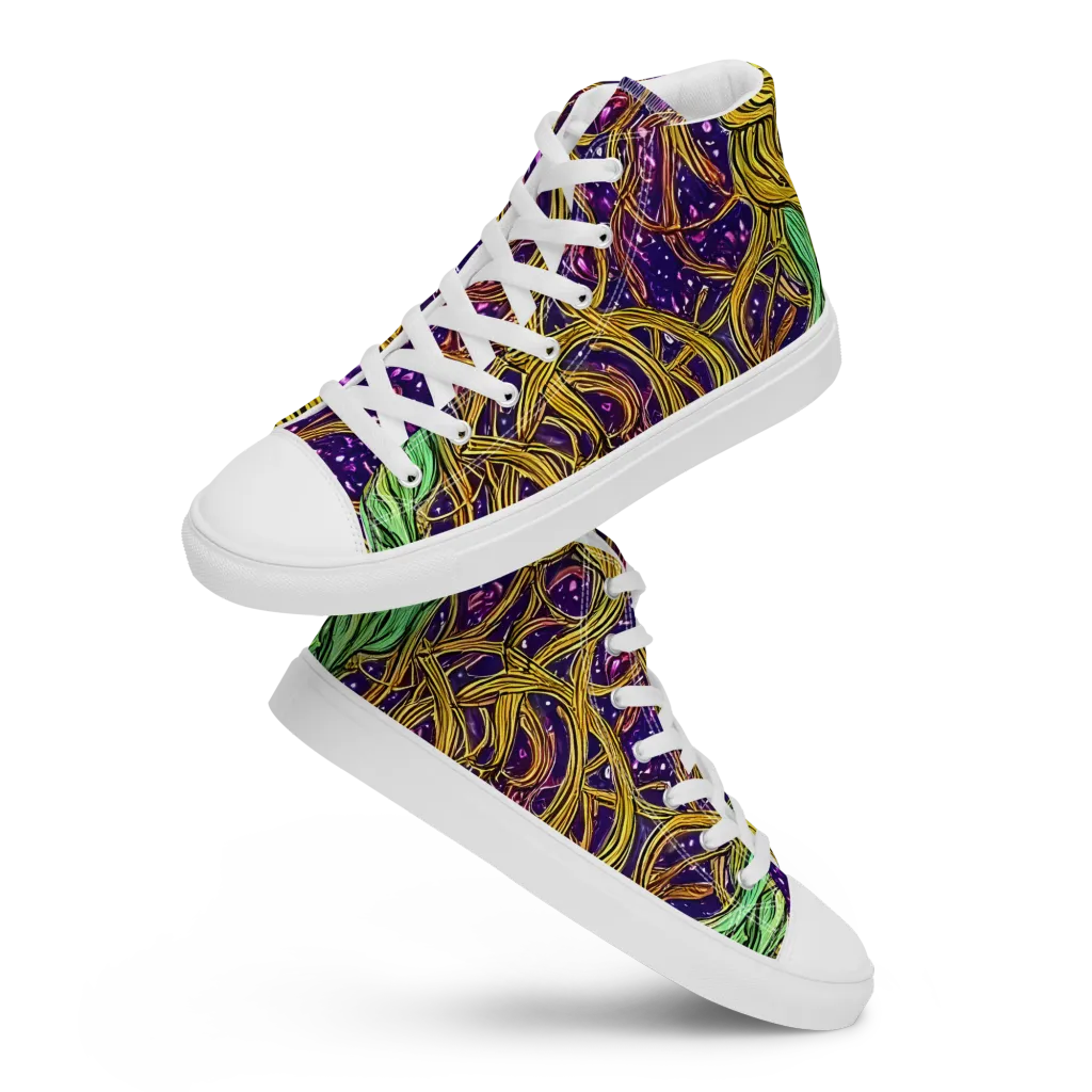 Violet Gilded Maze on Men's High Top Canvas Shoes — Front