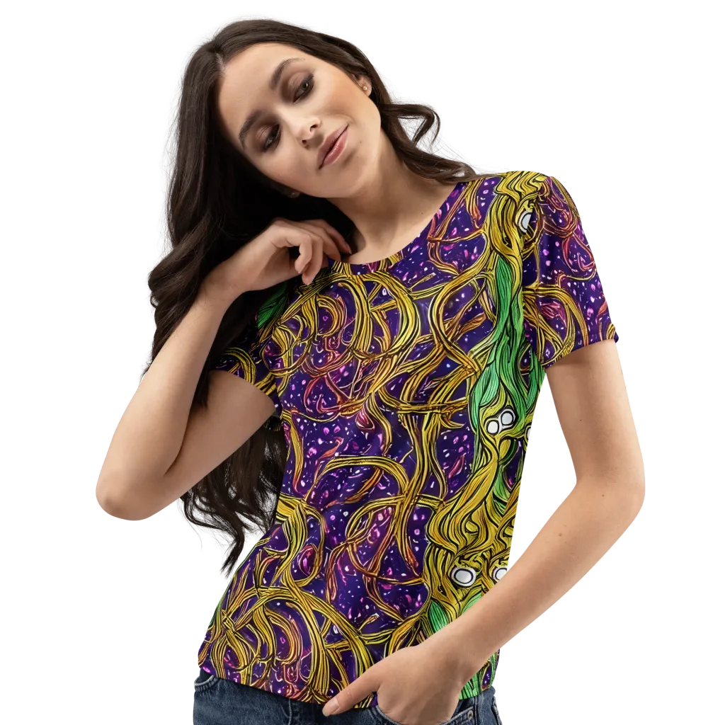 Violet Gilded Maze on Women's Crew Neck T-Shirt — Left Front