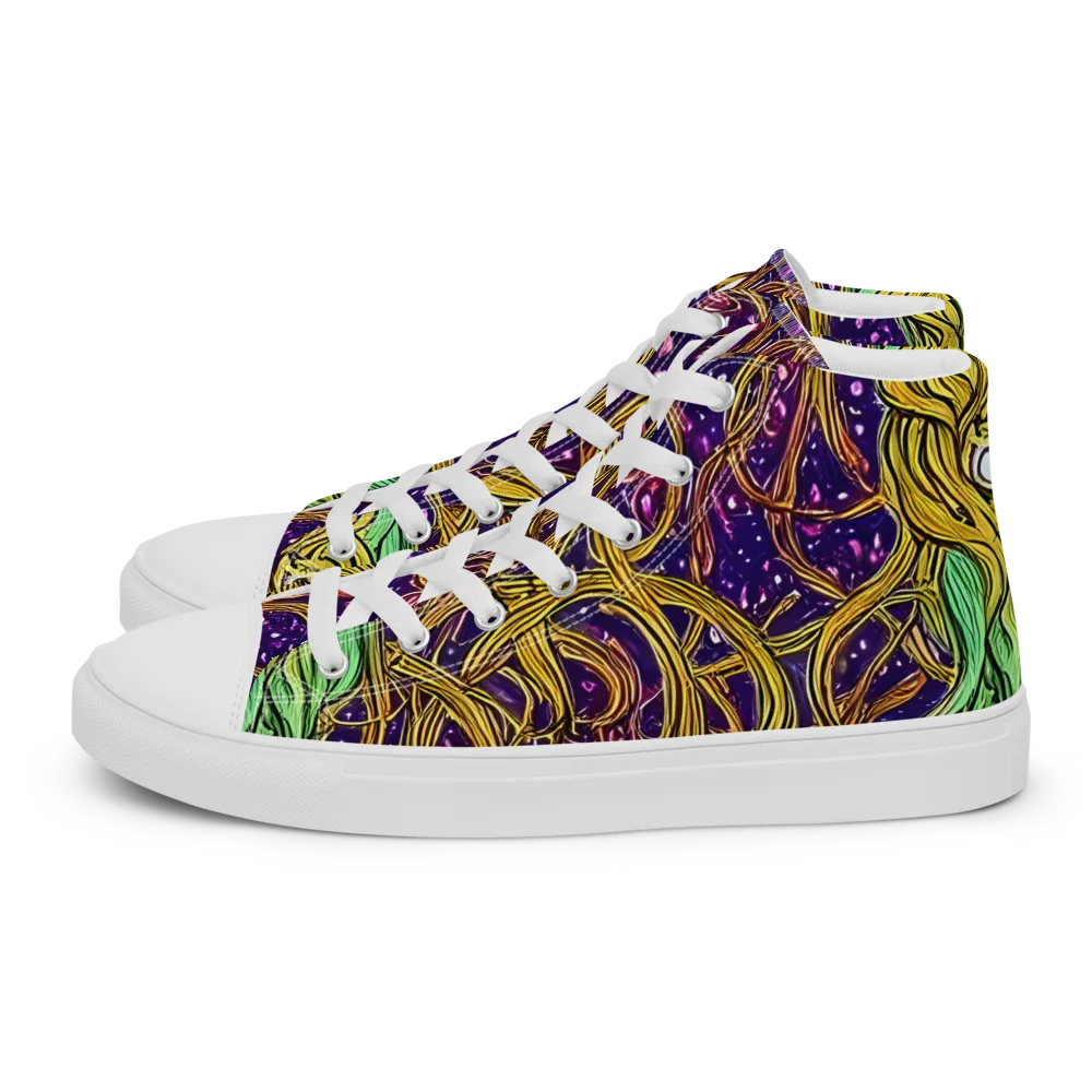 Violet Gilded Maze on Women's High Top Canvas Shoes — Left