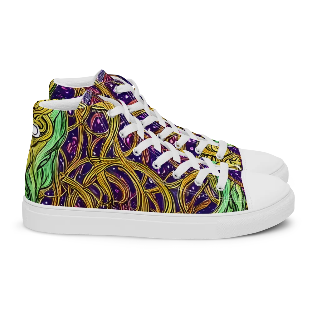 Violet Gilded Maze on Women's High Top Canvas Shoes — Right