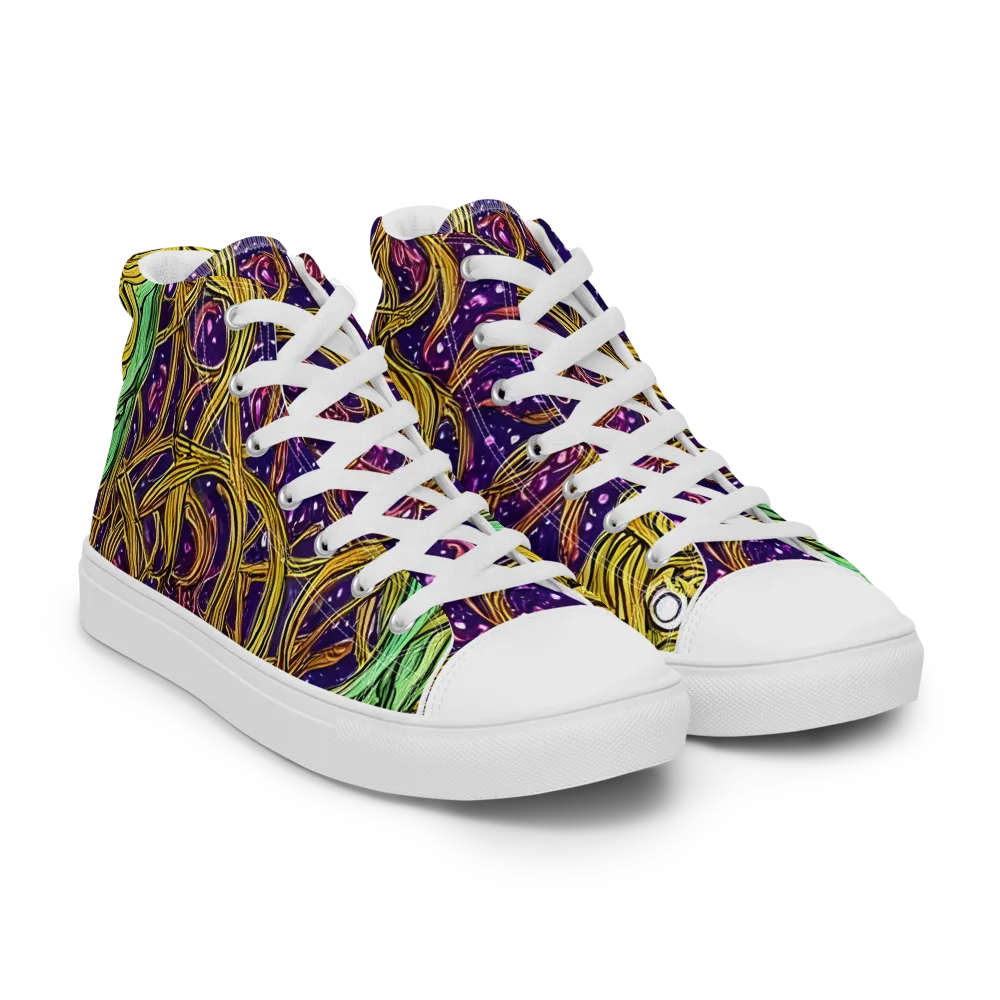 Violet Gilded Maze on Women's High Top Canvas Shoes — Right Front
