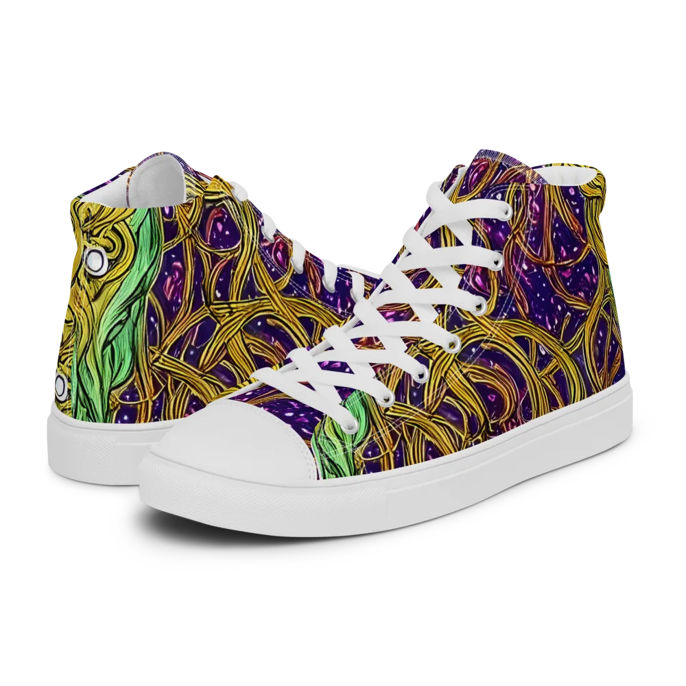 Violet Gilded Maze on Women's High Top Canvas Shoes — Left