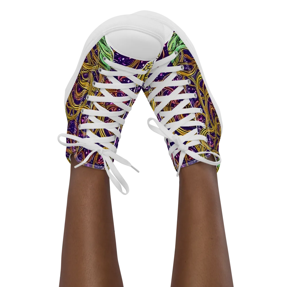Violet Gilded Maze on Women's High Top Canvas Shoes — Front