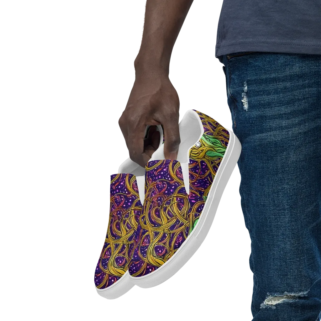 Violet Gilded Maze on Men's Slip-On Canvas Shoes — Left Front