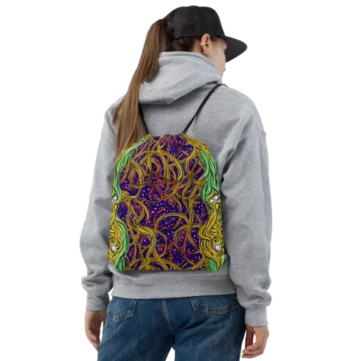 Violet Gilded Maze on a Drawstring Bag