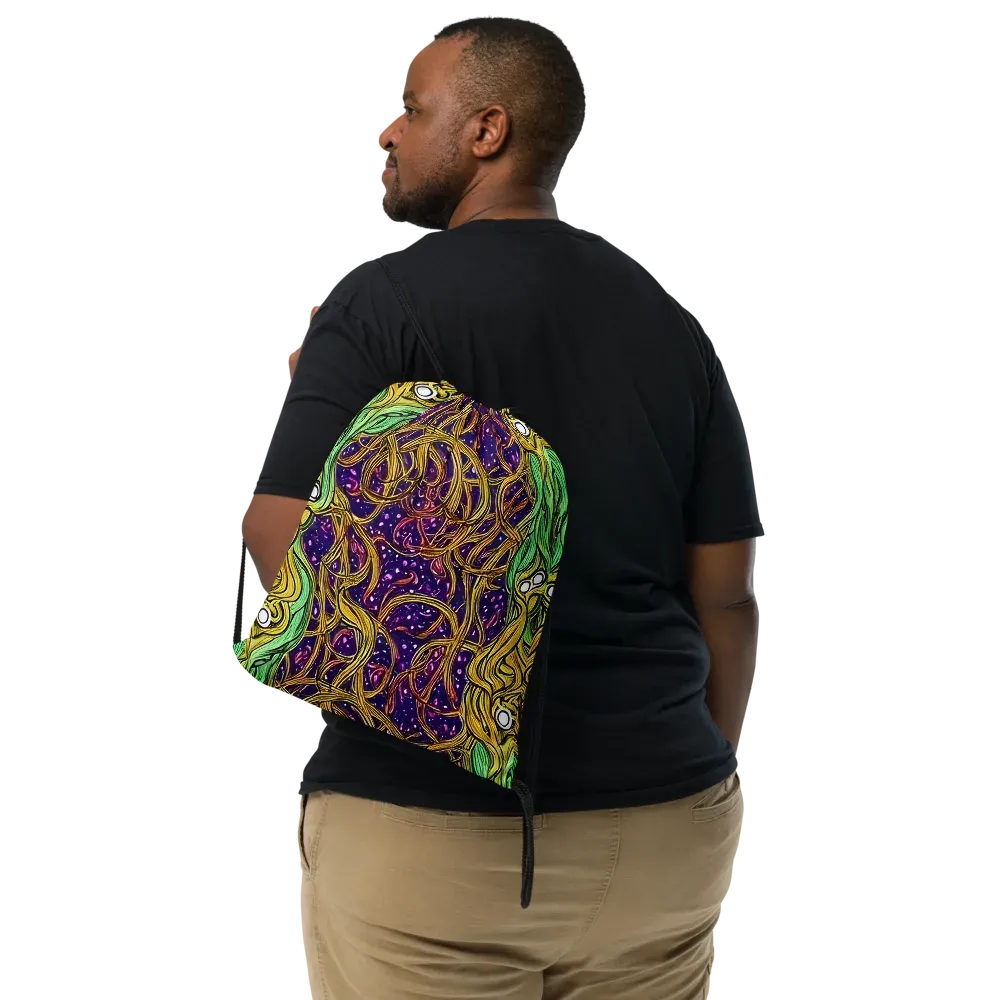 Violet Gilded Maze on Drawstring Bag — Front