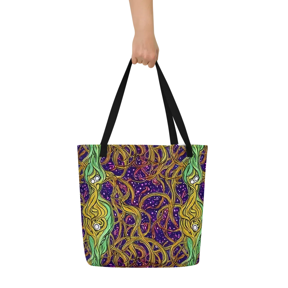 Violet Gilded Maze on Large Tote Bag W/ Pocket — Front
