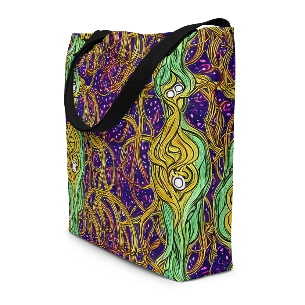 Violet Gilded Maze on Large Tote Bag W/ Pocket — Front