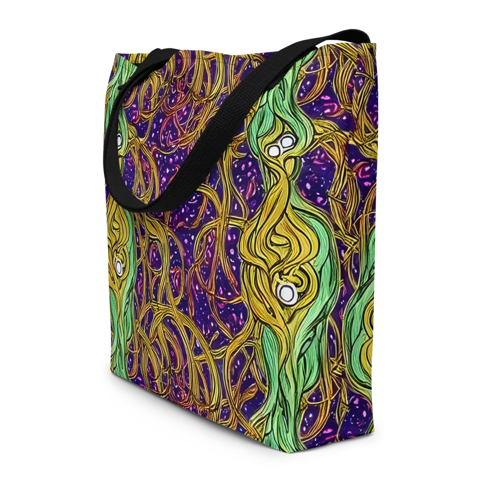 Violet Gilded Maze on Large Tote Bag W/ Pocket — Front