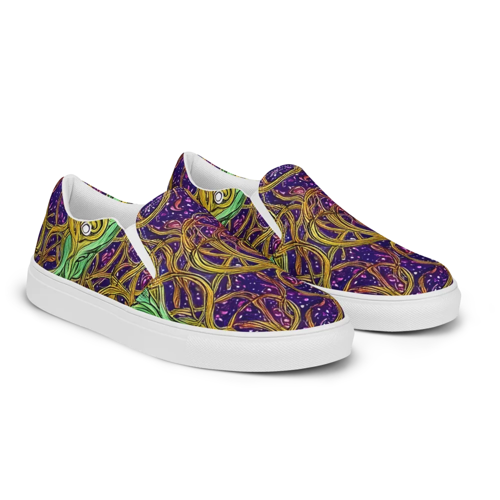 Violet Gilded Maze on Women's Slip-On Canvas Shoes — Right Front