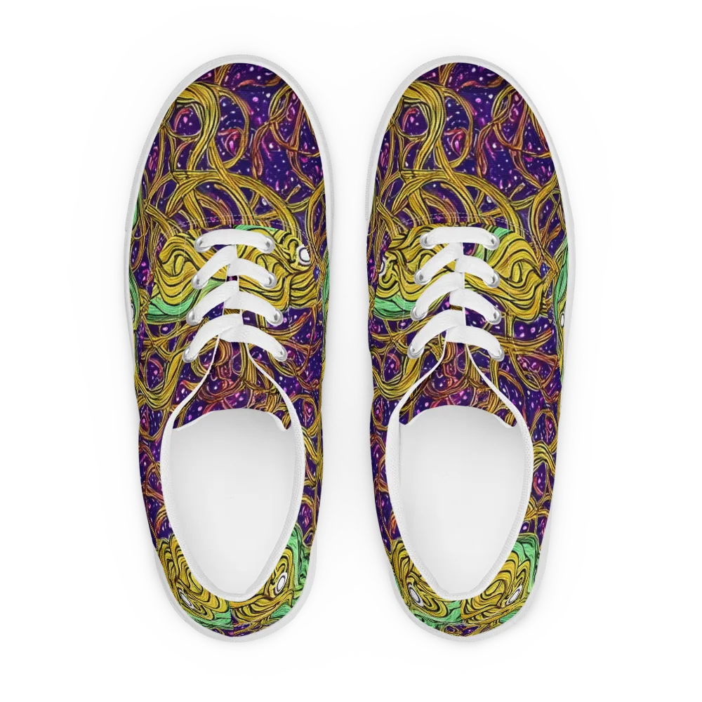 Violet Gilded Maze on Men's Lace-Up Canvas Shoes — Front