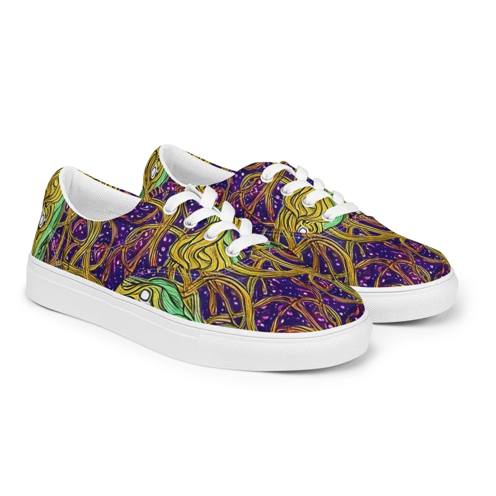 Violet Gilded Maze on Men's Lace-Up Canvas Shoes — Right Front