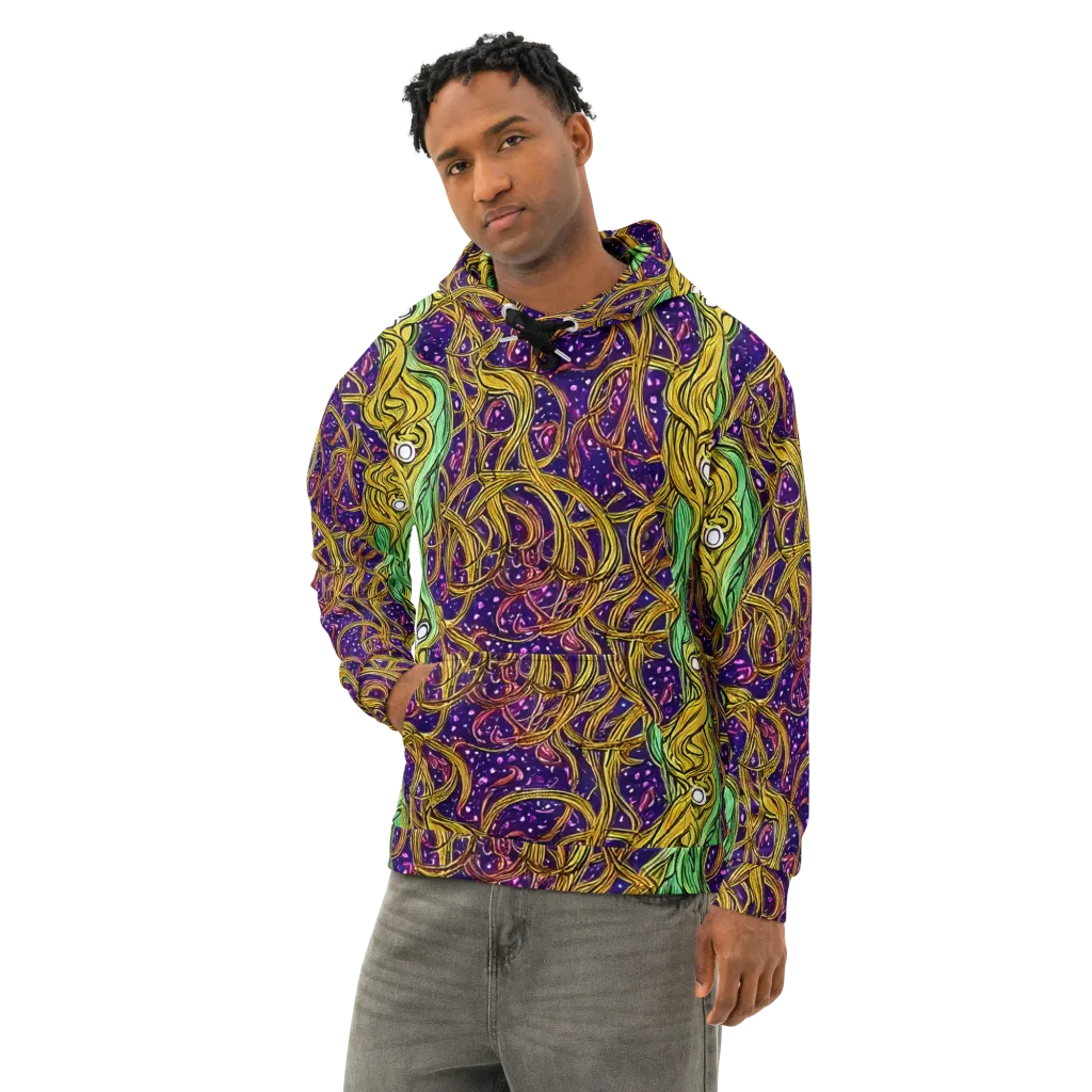 Violet Gilded Maze on Cotton Hoodie — Left Front